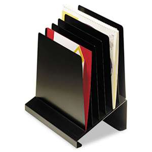 MMF INDUSTRIES Slanted Vertical Organizer, Six Sections, Steel, 11 x 7 1/4 x 11 1/2, Black