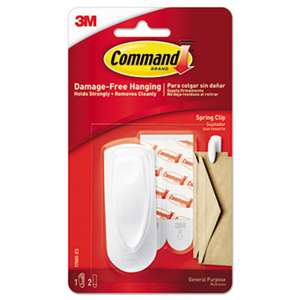 3M/COMMERCIAL TAPE DIV. Spring Hook, 1 1/8w x 3/4d x 3h, White, 1 Hook/Pack