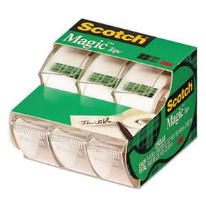 3M/COMMERCIAL TAPE DIV. Magic Tape in Handheld Dispenser, 3/4" x 300", 1" Core, Clear, 3/Pack