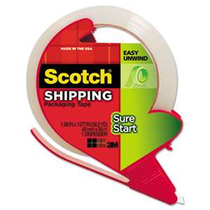 3M/COMMERCIAL TAPE DIV. Sure Start Packaging Tape w/Dispenser, 1.88" x 38.2 yards, 3" Core, Clear