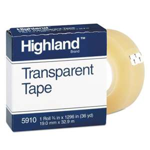 3M/COMMERCIAL TAPE DIV. Transparent Tape, 3/4" x 1296", 1" Core, Clear