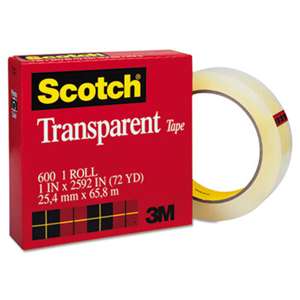 3M/COMMERCIAL TAPE DIV. Transparent Tape, 1" x 2592", 3" Core, Clear