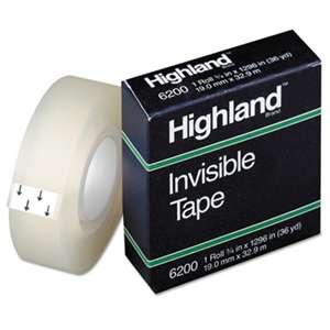 3M/COMMERCIAL TAPE DIV. Invisible Permanent Mending Tape, 3/4" x 1296", 1" Core, Clear