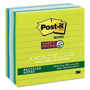3M/COMMERCIAL TAPE DIV. Recycled Notes in Bora Bora Colors, Lined, 4 x 4, 90-Sheet, 6/Pack