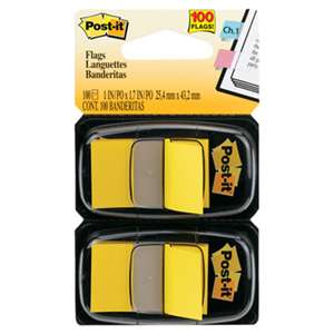 3M/COMMERCIAL TAPE DIV. Standard Page Flags in Dispenser, Yellow, 100 Flags/Dispenser