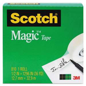 Scotch 810341296 Magic Tape, 3/4" x 1296", 1" Core, Clear