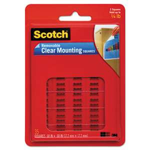 3M/COMMERCIAL TAPE DIV. Mounting Squares, Precut, Removable, 11/16" x 11/16", Clear, 35/Pack