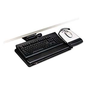3M AKT151LE Easy Adjust Keyboard Tray With Highly Adjustable Platform, 17-3/4" Track, Black