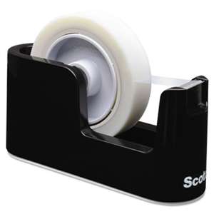 Scotch C24 Heavy Duty Weighted Desktop Tape Dispenser, 3" core, Plastic, Black