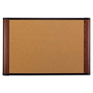 3M/COMMERCIAL TAPE DIV. Cork Bulletin Board, 72 x 48, Aluminum Frame w/Mahogany Wood Grained Finish