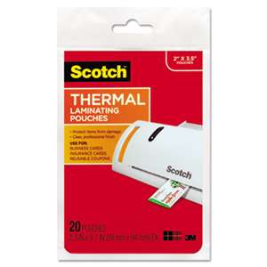 3M/COMMERCIAL TAPE DIV. Business Card Size Thermal Laminating Pouches, 5 mil, 3 3/4 x 2 3/8, 20/Pack