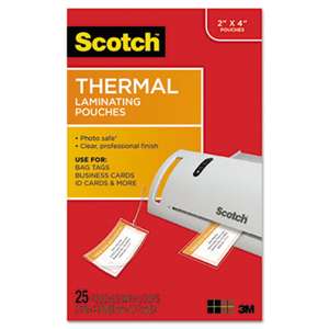 3M/COMMERCIAL TAPE DIV. Luggage Tag Size Thermal Laminating Pouches, 5 mil, 4 1/5 x 2 1/2, 25/Pack