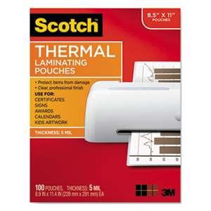 3M/COMMERCIAL TAPE DIV. Letter Size Thermal Laminating Pouches, 5 mil, 11 1/2 x 9, 100/Pack