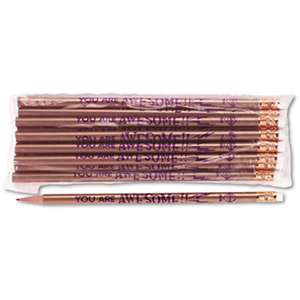 MOON PRODUCTS Decorated Wood Pencil, You Are Awesome, HB #2, Gold, Dozen