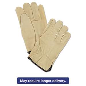 MCR SAFETY Unlined Pigskin Driver Gloves, Cream, Large, 12 Pairs