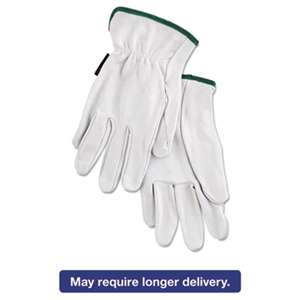 MCR SAFETY Grain Goatskin Driver Gloves, White, Medium, 12 Pairs