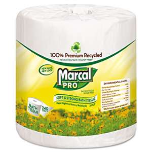 MARCAL MANUFACTURING, LLC 100% Recycled Bathroom Tissue, White, 240 Sheets/Roll, 48 Rolls/Carton