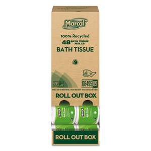 MARCAL MANUFACTURING, LLC 100% Recycled Convenient Roll Out Pack Bath Tissue, 504 Sheets, 48 Rolls/Carton