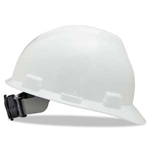SAFETY WORKS V-Gard Hard Hats, Ratchet Suspension, Size 6 1/2 - 8, White