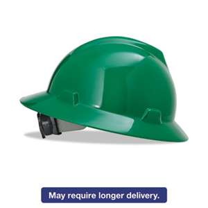 SAFETY WORKS V-Gard Full-Brim Hard Hats, Ratchet Suspension, Size 6 1/2 - 8, Green