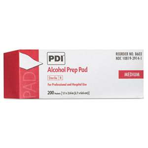 SANI PROFESSIONAL PDI Alcohol Prep Pads, White, 200/Box