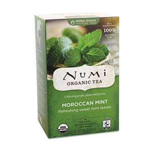 NUMI Organic Teas and Teasans, 1.4oz, Moroccan Mint, 18/Box