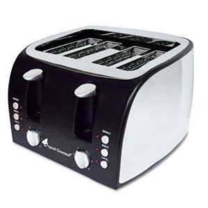 ORIGINAL GOURMET FOOD COMPANY 4-Slice Multi-Function Toaster with Adjustable Slot Width, Black/Stainless Steel