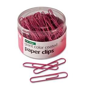 OFFICEMATE INTERNATIONAL CORP. Paper Clips, PVC-Free Plastic Coated Wire, Jumbo, Pink, 80/Pack