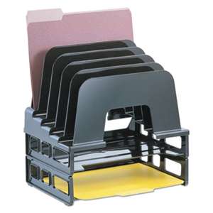 OFFICEMATE INTERNATIONAL CORP. Incline Sorter, 2 Trays, 5-Compartments, Plastic, 9.12w x 13.5d x 14h, Black