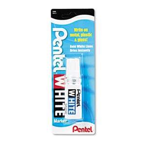 PENTEL OF AMERICA Permanent Marker, Broad Tip, White