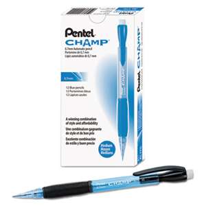 PENTEL OF AMERICA Champ Mechanical Pencil, 0.7 mm, Blue Barrel, Dozen