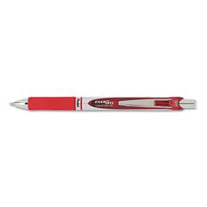 PENTEL OF AMERICA EnerGel RTX Retractable Liquid Gel Pen, .7mm, Black/Gray Barrel, Red Ink