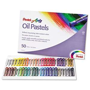 PENTEL OF AMERICA Oil Pastel Set With Carrying Case,45-Color Set, Assorted, 50/Set