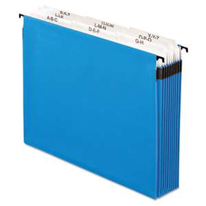 ESSELTE PENDAFLEX CORP. Nine-Section Hanging Folder, 5 1/4", Tabs and Labels, 1/5 Tab, Letter, Blue