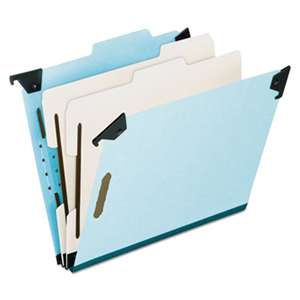 ESSELTE PENDAFLEX CORP. Pressboard Hanging Classi-Folder, 2 Divider/6-Sections, Letter, 2/5 Tab, Blue