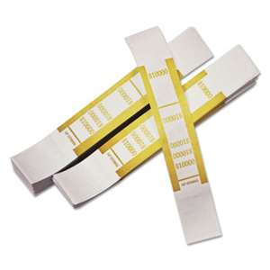 PM COMPANY Self-Adhesive Currency Straps, Mustard, $10,000 in $100 Bills, 1000 Bands/Pack