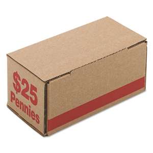 PM COMPANY Corrugated Cardboard Coin Storage w/Denomination Printed On Side, Red