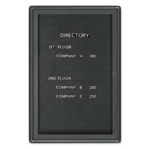 QUARTET MFG. Enclosed Magnetic Directory, 24 x 36, Black Surface, Graphite Aluminum Frame