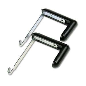 QUARTET MFG. Adjustable Cubicle Hangers, 1 1/2" - 3" Panels, Aluminum/Black, 2/Set