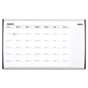QUARTET MFG. Magnetic Dry-Erase Calendar, 18 x 30, White Surface, Silver Aluminum Frame