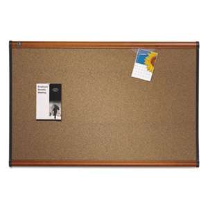 QUARTET MFG. Prestige Bulletin Board, Brown Graphite-Blend Surface, 48 x 36, Cherry Frame