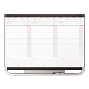 QUARTET MFG. Prestige 2 Total Erase 3-Month Calendar, 36 x 24, White, Graphite Frame