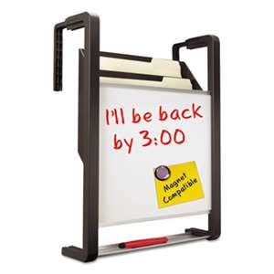 QUARTET MFG. Hanging File Pocket with Dry Erase Board, Three Pockets, Letter, Black