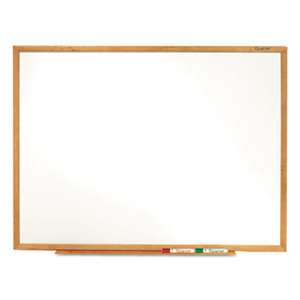 QUARTET MFG. Classic Melamine Whiteboard, 48 x 36, Oak Finish Frame