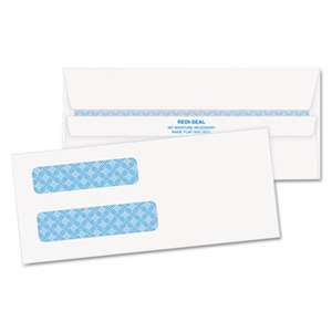 QUALITY PARK PRODUCTS Double Window Tinted Redi-Seal Check Envelope, #8 5/8,White, 500/Box
