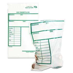 QUALITY PARK PRODUCTS Cash Transmittal Bags w/Printed Info Block, 6 x 9, Clear, 100 Bags/Pack