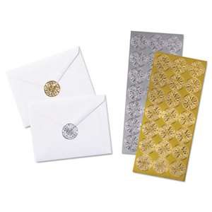 QUALITY PARK PRODUCTS Decorative Foil Envelope Seals, Permanent, 1 1/4 x 1-1/4, Assorted, 42/Pack
