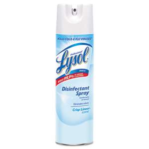 RECKITT BENCKISER Disinfectant Spray, Crisp Linen, 19oz Aerosol, 12 Cans/Carton