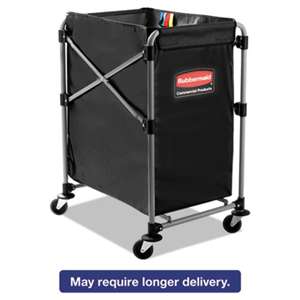 RUBBERMAID COMMERCIAL PROD. Collapsible X-Cart, Steel, Four Bushel Cart, 20 1/3w x 24 1/10d, Black/Silver