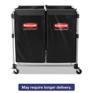 RUBBERMAID COMMERCIAL PROD. Collapsible X-Cart, Steel, 2 to 4 Bushel Cart, 24 1/10w x 35 7/10d, Black/Silver